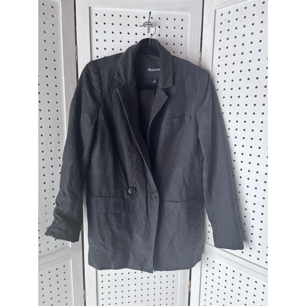 Madewell Women's XS Drape Lyocell‎ Blazer Jacket 2 Button Black Style MD254